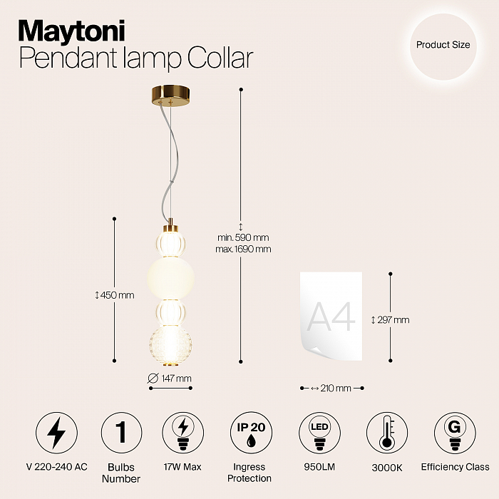 Светильник Maytoni P069PL-L17G3K